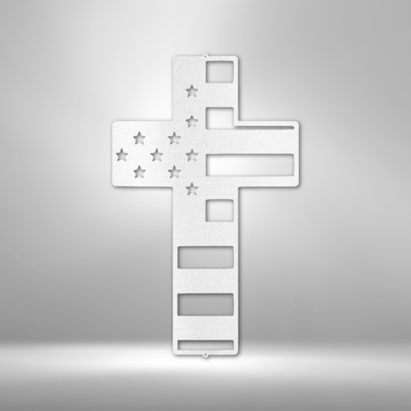 Scripture Sign Flag Cross Steel Sign Laser Cut Powder Coated Home & Office Meta